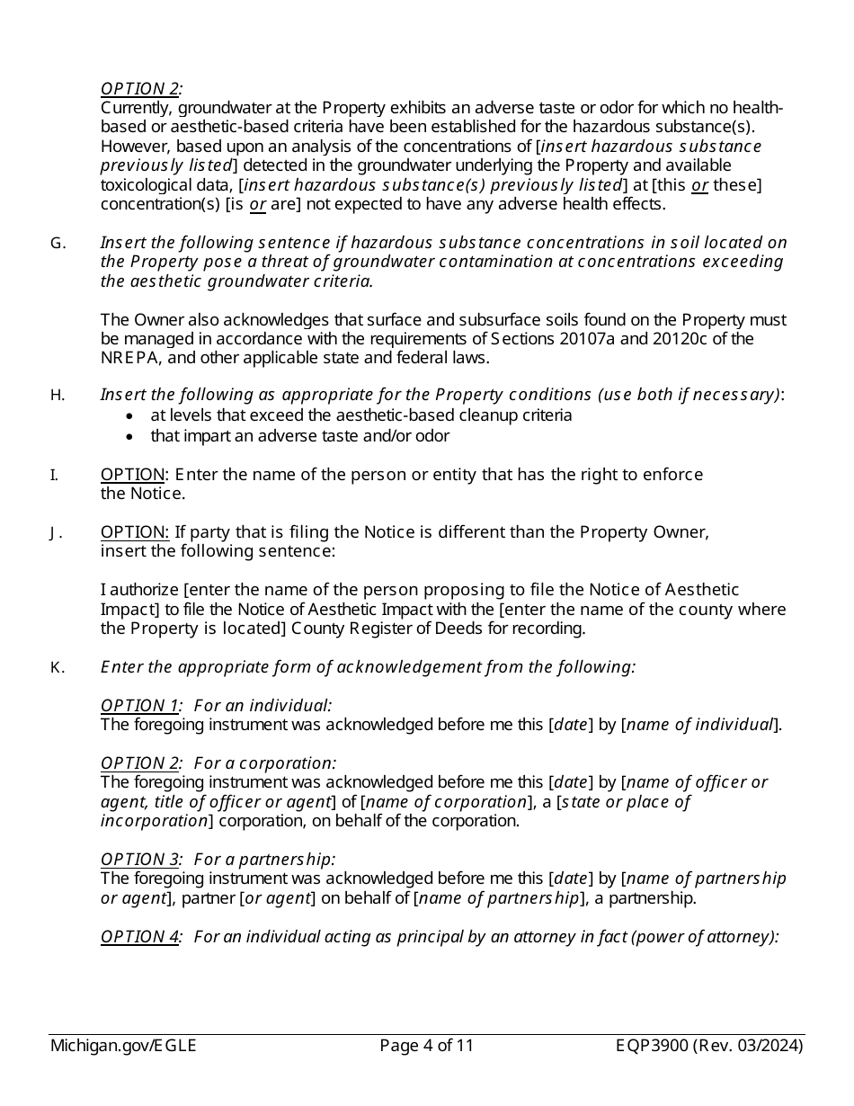 Form EQP3900 Notice of Aesthetic Impact for Part 201 - Michigan, Page 4