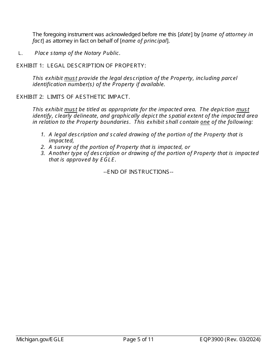 Form EQP3900 Notice of Aesthetic Impact for Part 201 - Michigan, Page 5