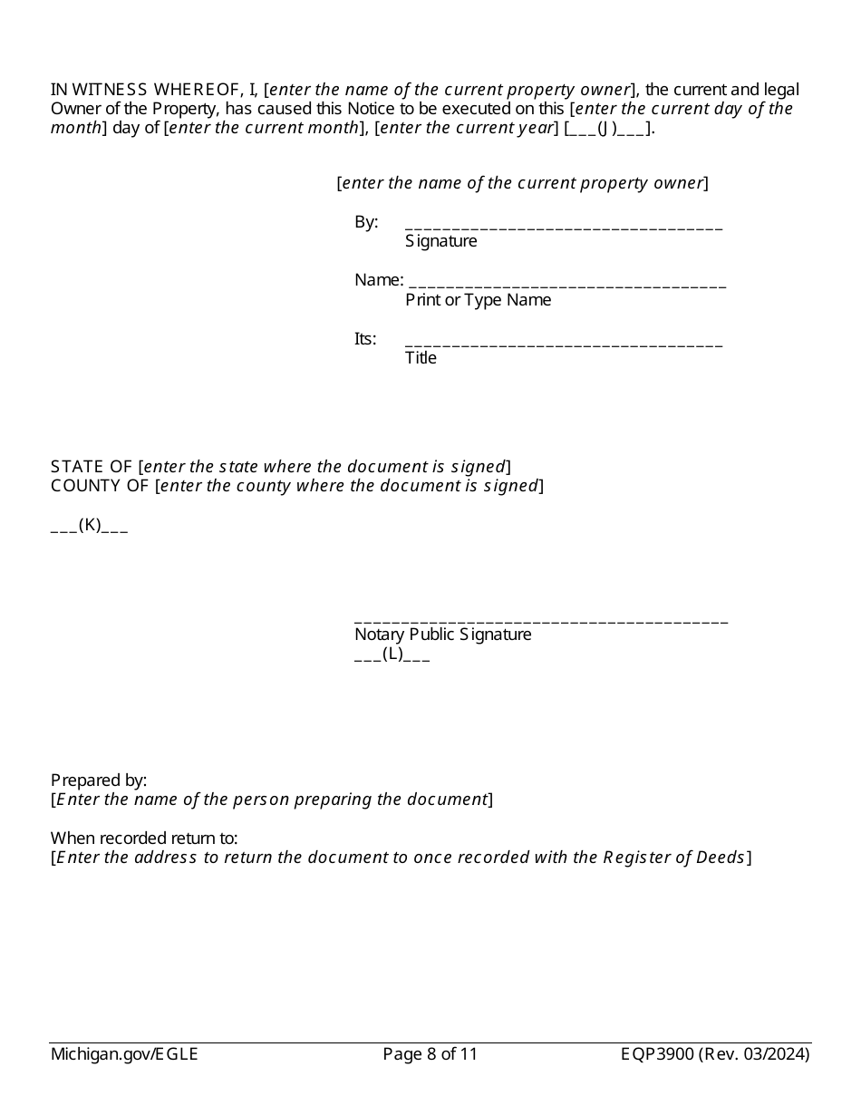 Form EQP3900 Notice of Aesthetic Impact for Part 201 - Michigan, Page 8