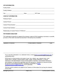 Form EQP4420 Response Activity Review Panel Petition Cover Sheet - Michigan, Page 2