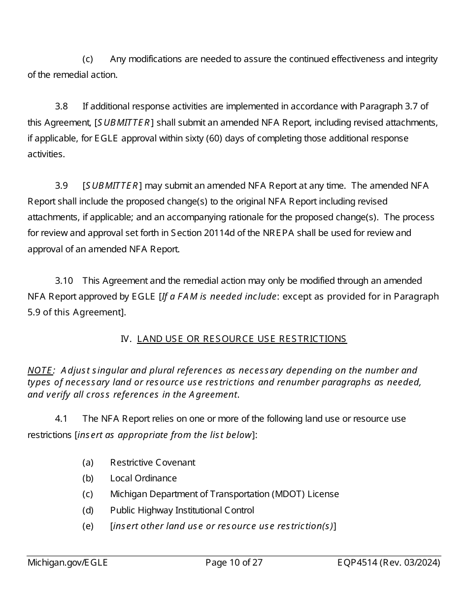 Form EQP4514 Postclosure Agreement - Michigan, Page 10