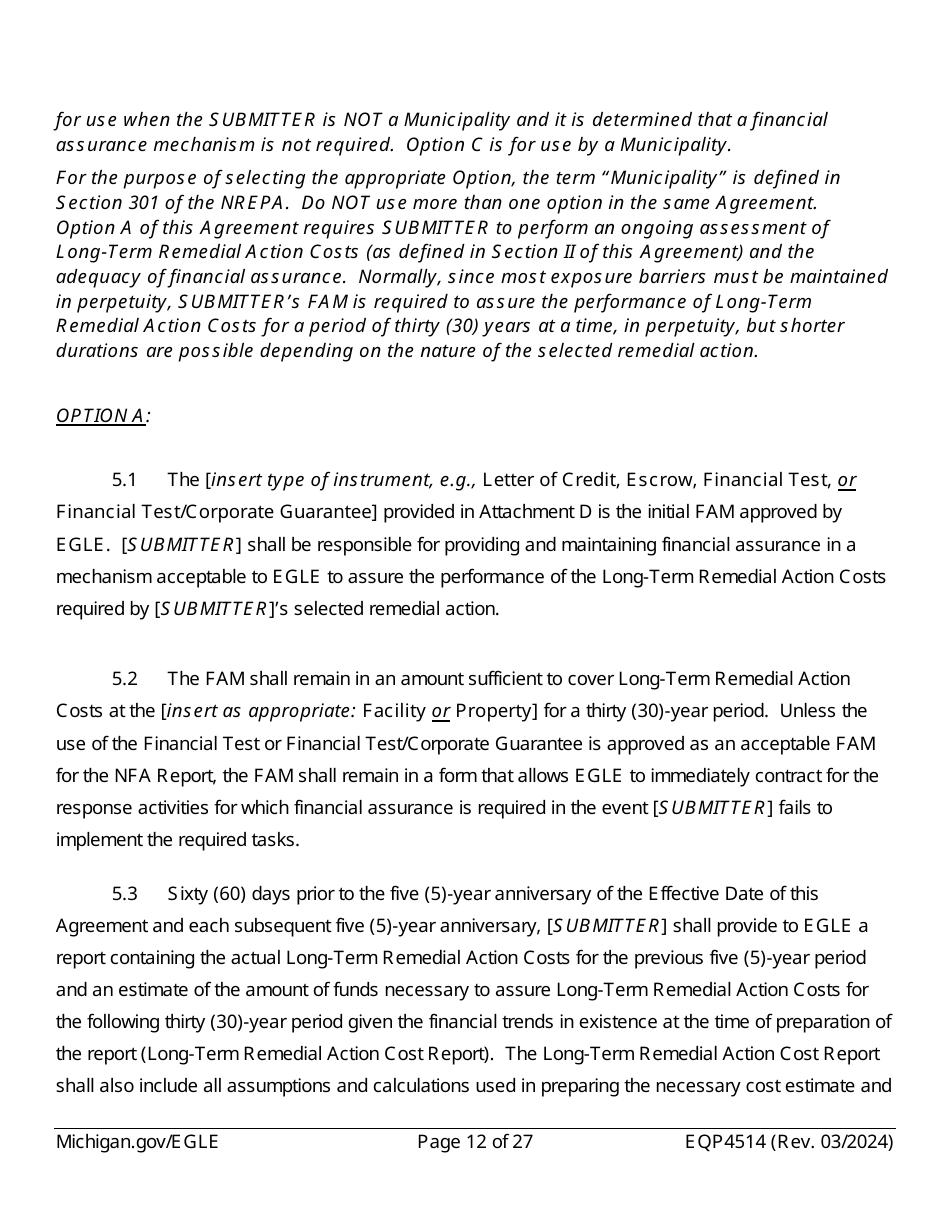 Form EQP4514 Postclosure Agreement - Michigan, Page 12