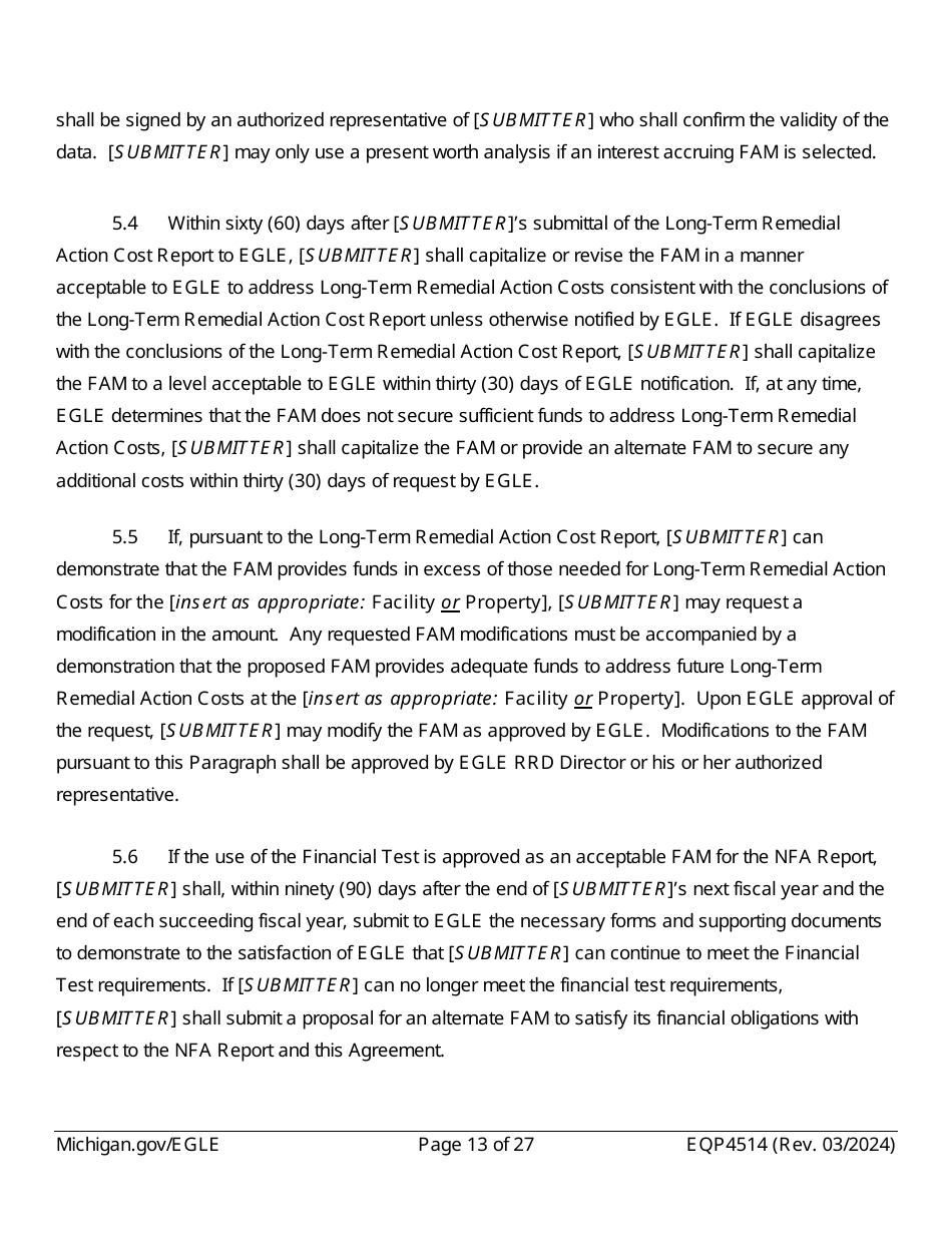 Form EQP4514 Postclosure Agreement - Michigan, Page 13