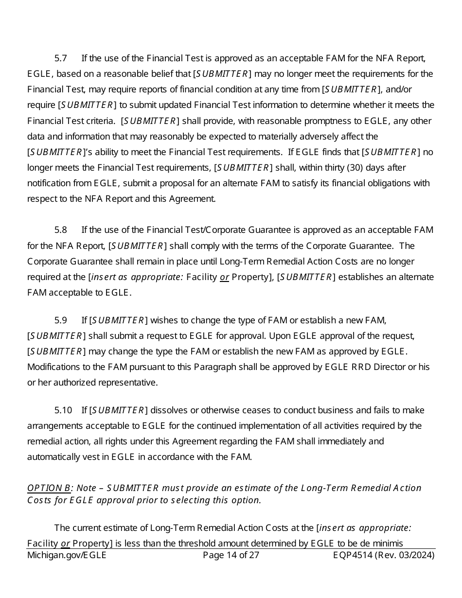 Form EQP4514 Postclosure Agreement - Michigan, Page 14