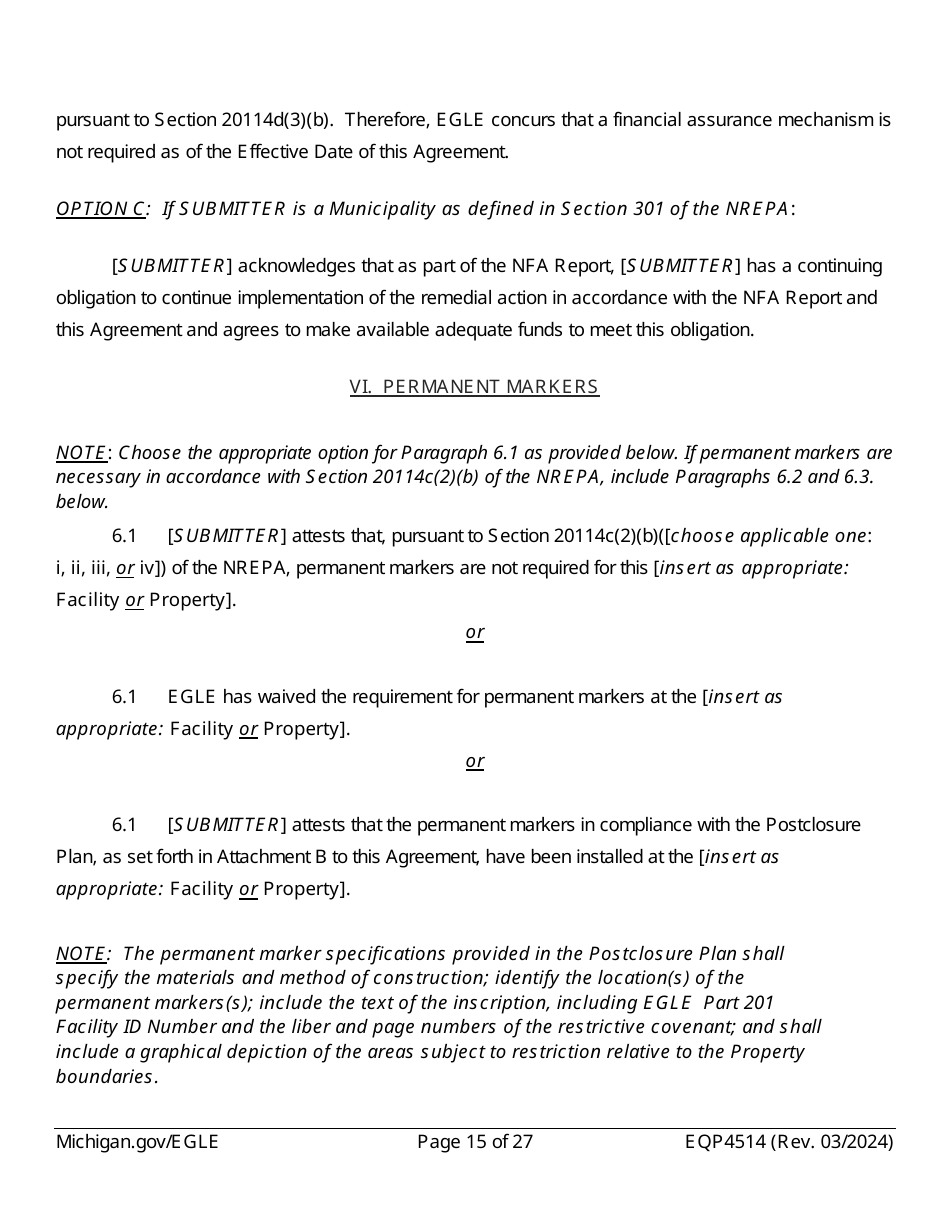 Form EQP4514 Postclosure Agreement - Michigan, Page 15