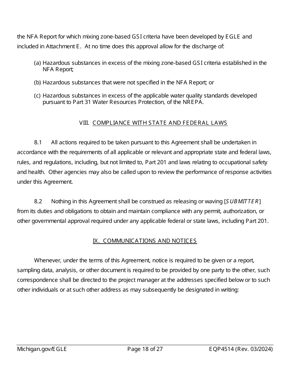 Form EQP4514 Postclosure Agreement - Michigan, Page 18