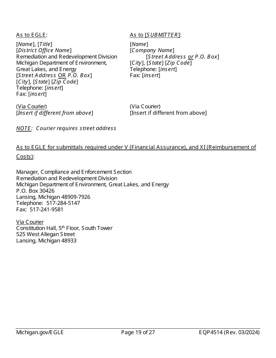 Form EQP4514 Postclosure Agreement - Michigan, Page 19