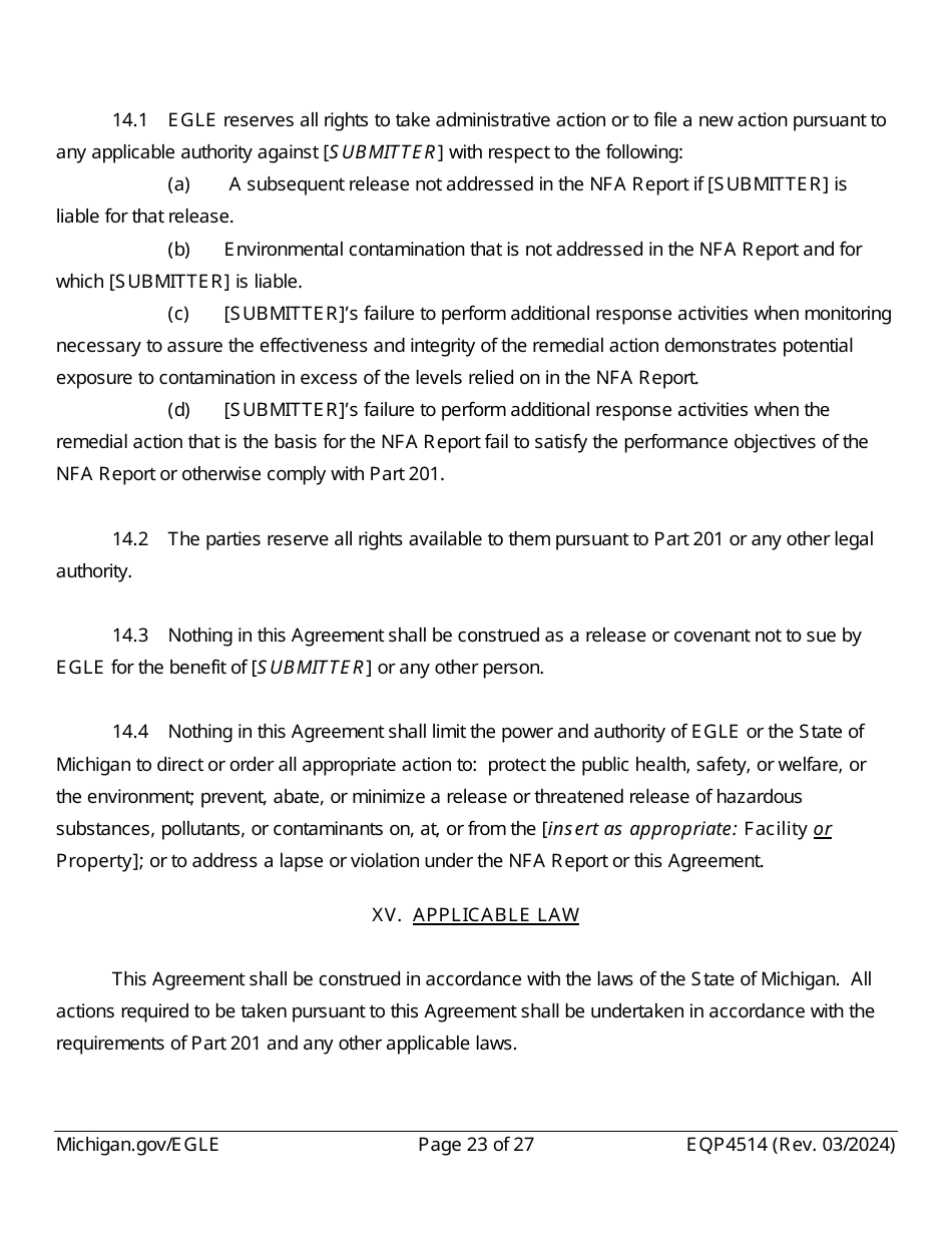Form EQP4514 Postclosure Agreement - Michigan, Page 23