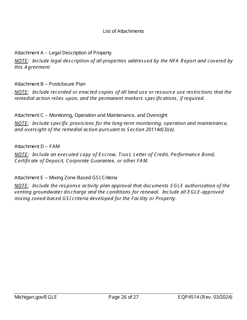 Form EQP4514 Postclosure Agreement - Michigan, Page 26