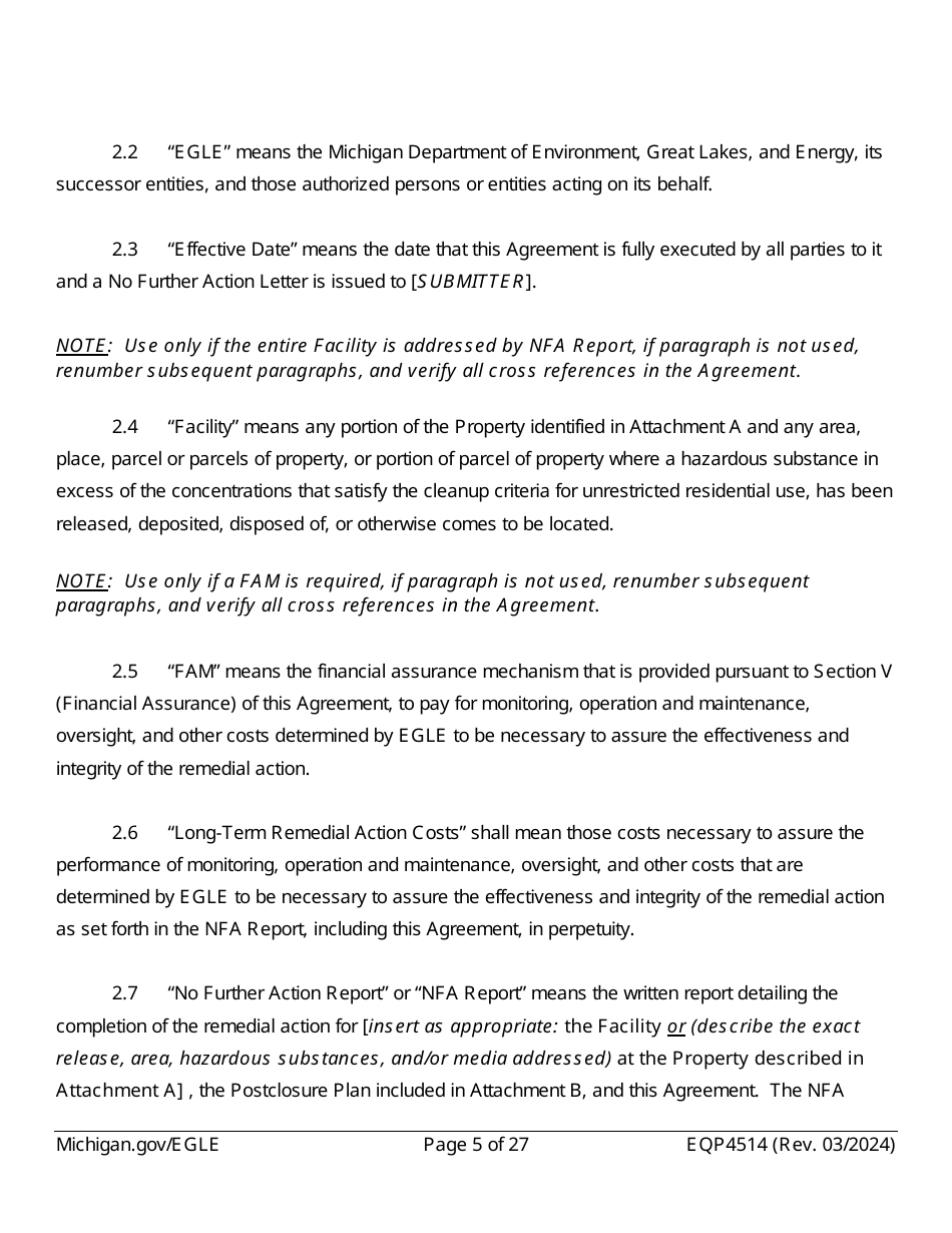 Form EQP4514 Postclosure Agreement - Michigan, Page 5