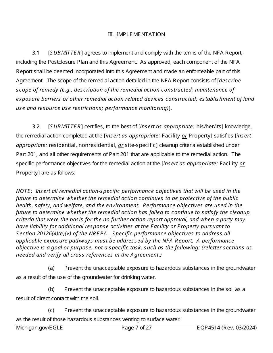 Form EQP4514 Postclosure Agreement - Michigan, Page 7