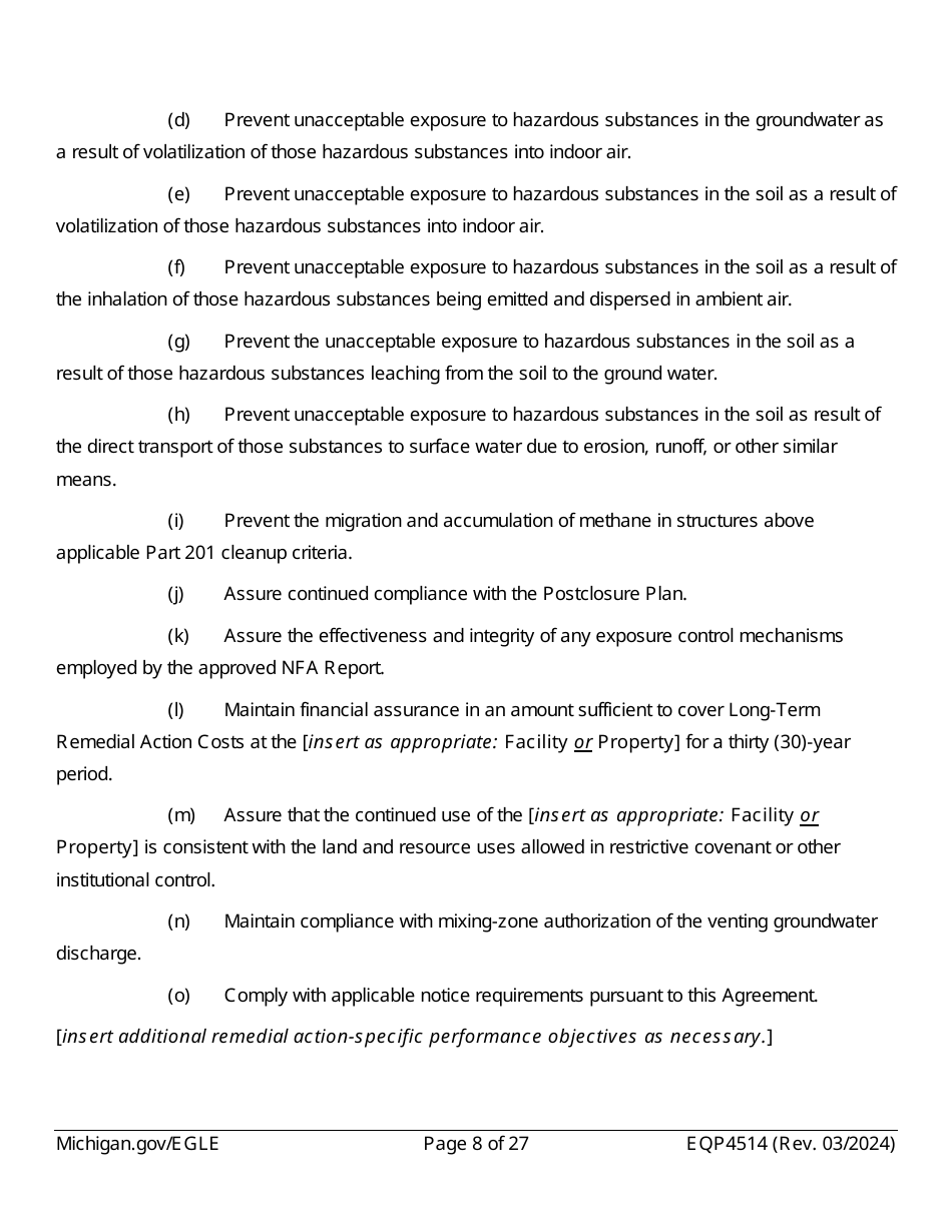 Form EQP4514 Postclosure Agreement - Michigan, Page 8