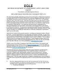 Document preview: Form EQP3854 Declaration of Restrictive Covenant Part 213 - Michigan