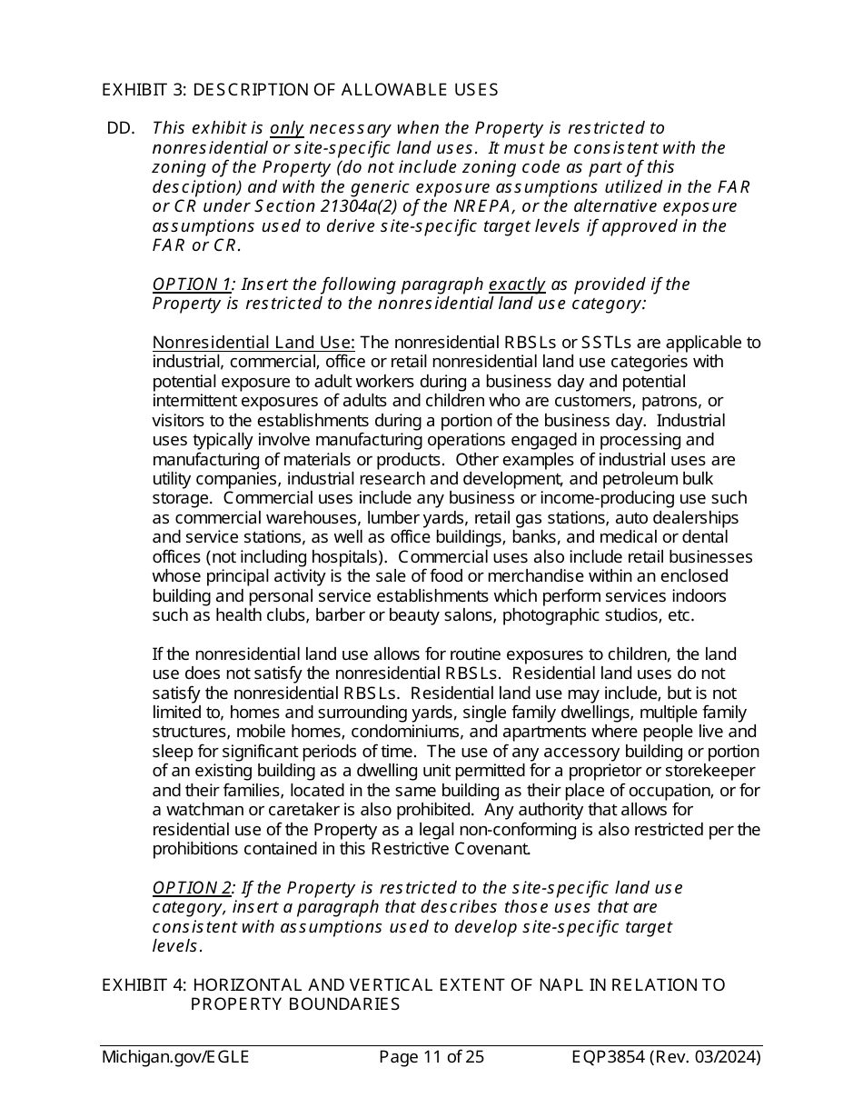 Form EQP3854 Declaration of Restrictive Covenant Part 213 - Michigan, Page 11
