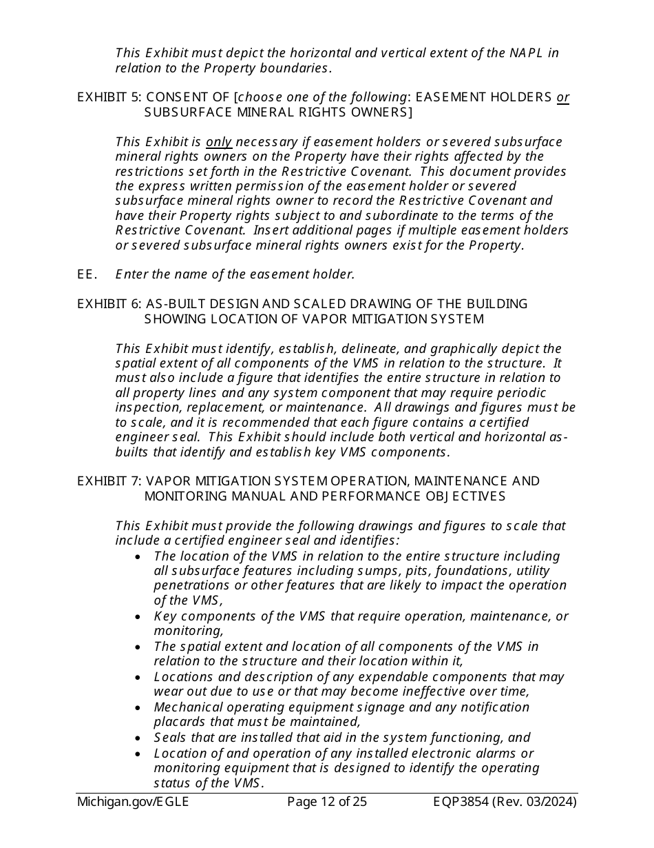 Form EQP3854 Declaration of Restrictive Covenant Part 213 - Michigan, Page 12