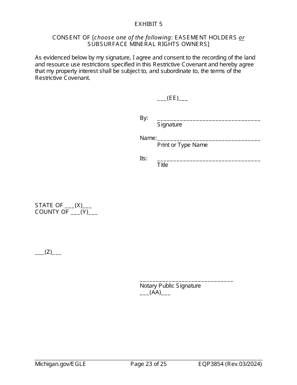 Form EQP3854 Declaration of Restrictive Covenant Part 213 - Michigan, Page 23