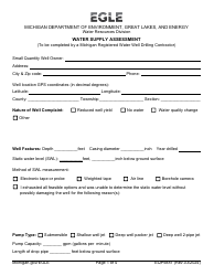 Form EQP5881 Water Supply Assessment - Michigan