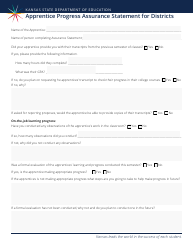 Apprentice Progress Assurance Statement for Districts - Kansas
