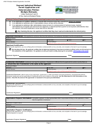 Vermont Wetlands Program Permit Application Database Form - Multiple Wetlands - Vermont, Page 2