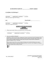 Document preview: Answer to Petition for Divorce (Disagree) (Without Children) - Kansas