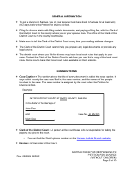 Instructions for Responding to a Petition for Divorce - Without Children - Kansas, Page 2