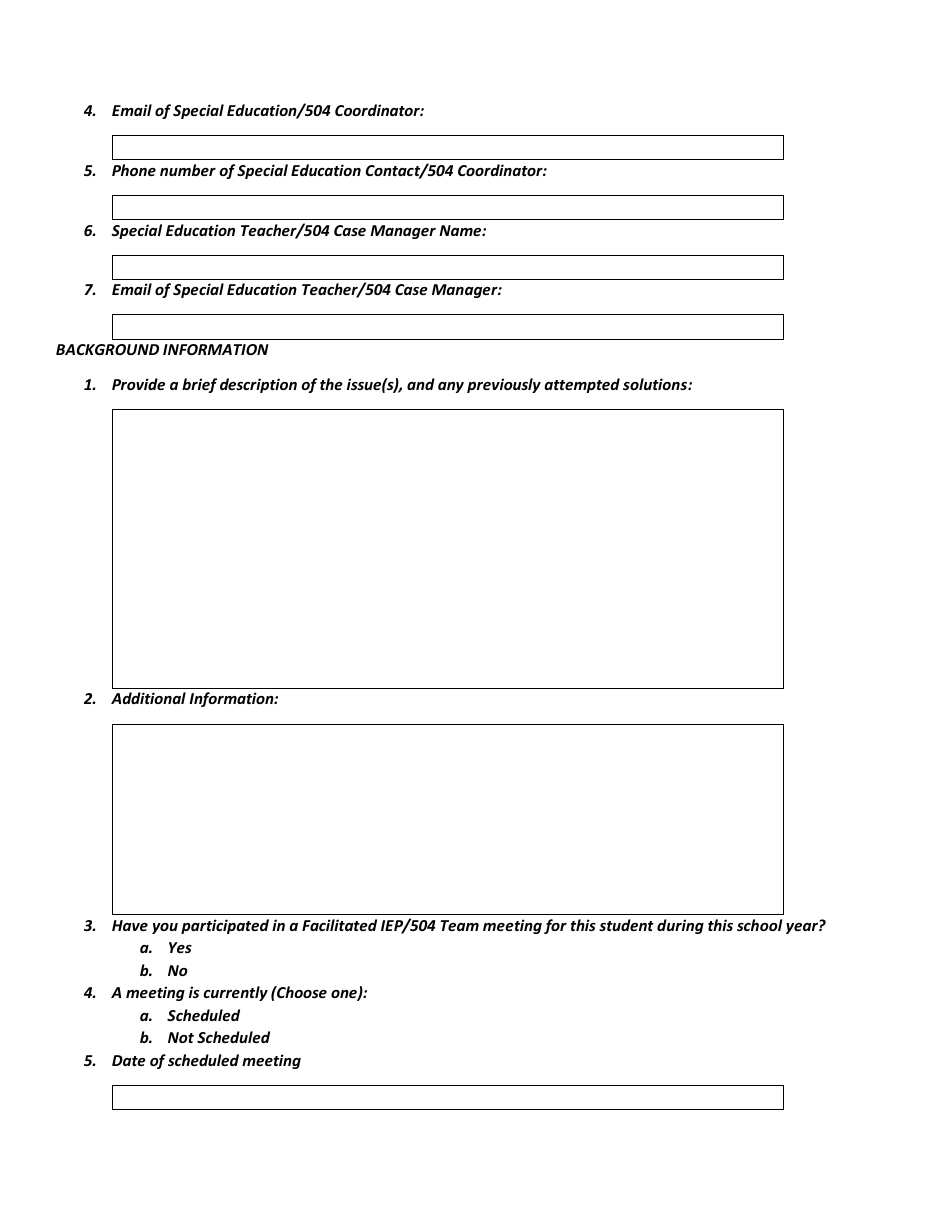 Iep / 504 Facilitation Request Form - Rhode Island, Page 3