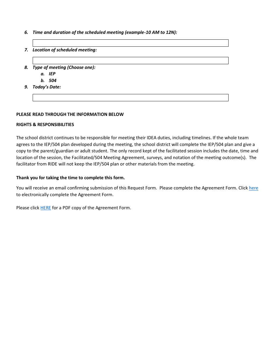 Iep / 504 Facilitation Request Form - Rhode Island, Page 4