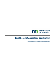 Instructions for Local Board of Appeal and Equalization Meeting and Certification Form - Minnesota