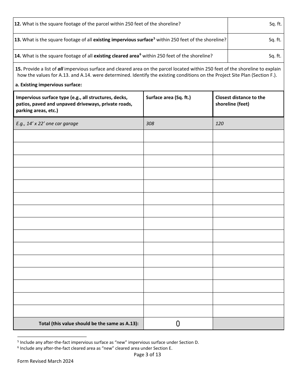 Shoreland Protection Individual Permit Application - Vermont, Page 3