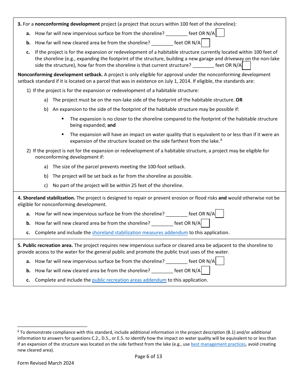 Shoreland Protection Individual Permit Application - Vermont, Page 6