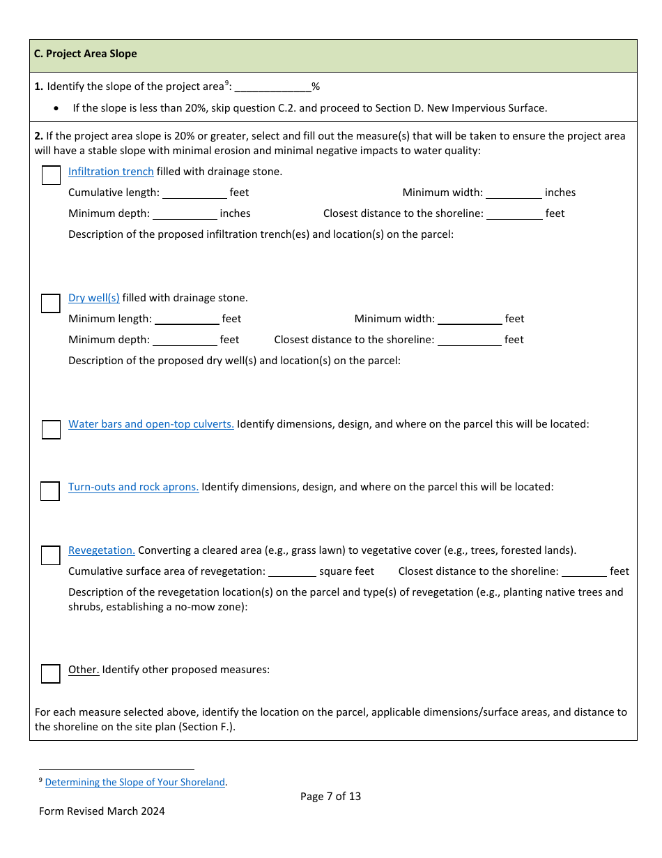 Shoreland Protection Individual Permit Application - Vermont, Page 7