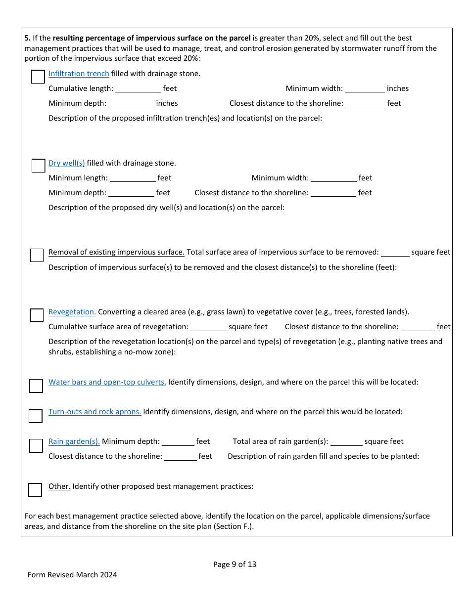 Shoreland Protection Individual Permit Application - Vermont, Page 9