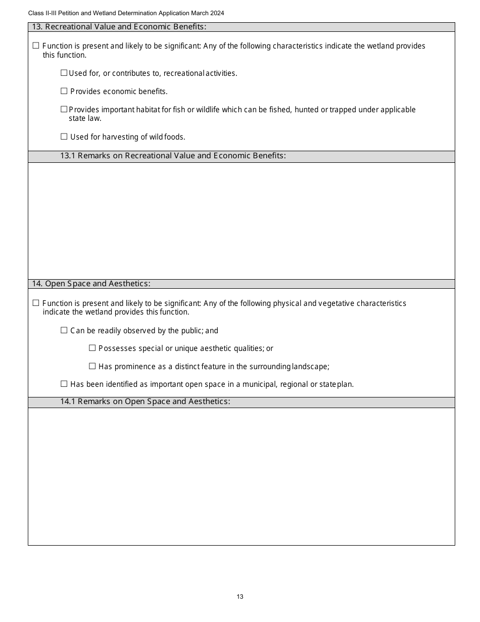 Class II / Iii Determination Petition Form - Vermont Wetlands Program - Vermont, Page 13