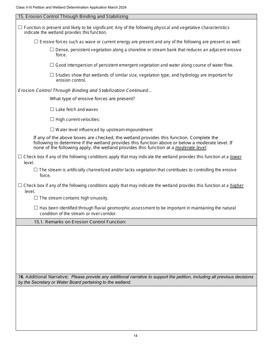 Class II / Iii Determination Petition Form - Vermont Wetlands Program - Vermont, Page 14