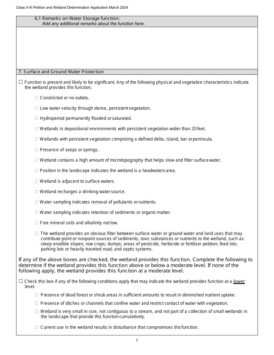 Class II / Iii Determination Petition Form - Vermont Wetlands Program - Vermont, Page 7
