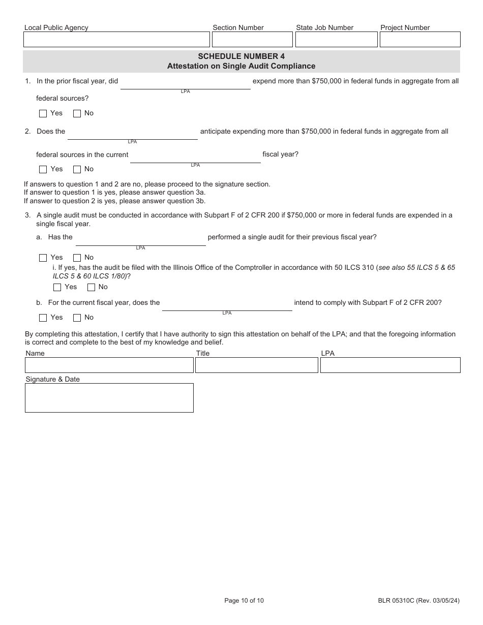 Form BLR05310C Joint Funding Agreement for Federally Funded Construction - Illinois, Page 10