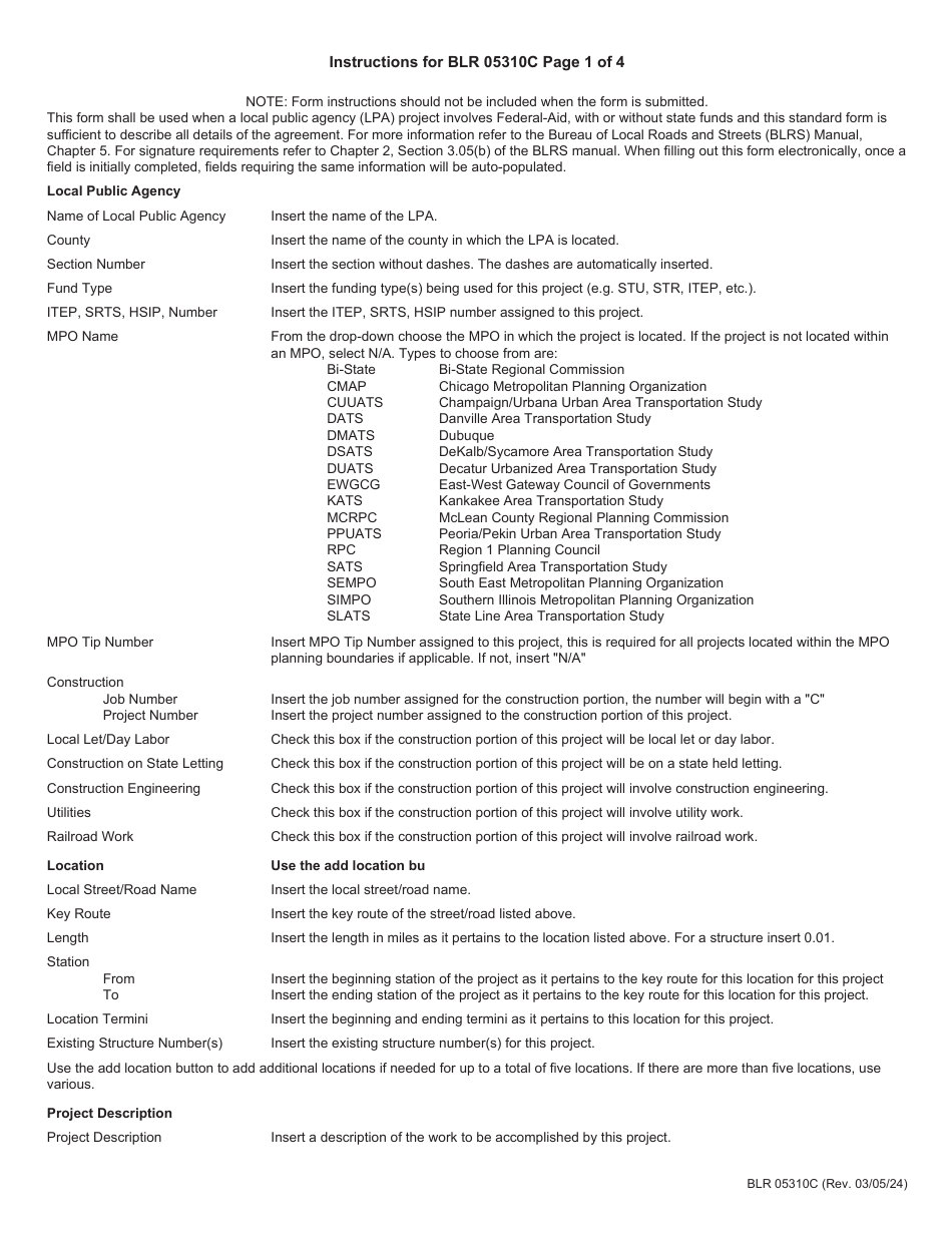 Form BLR05310C Joint Funding Agreement for Federally Funded Construction - Illinois, Page 11