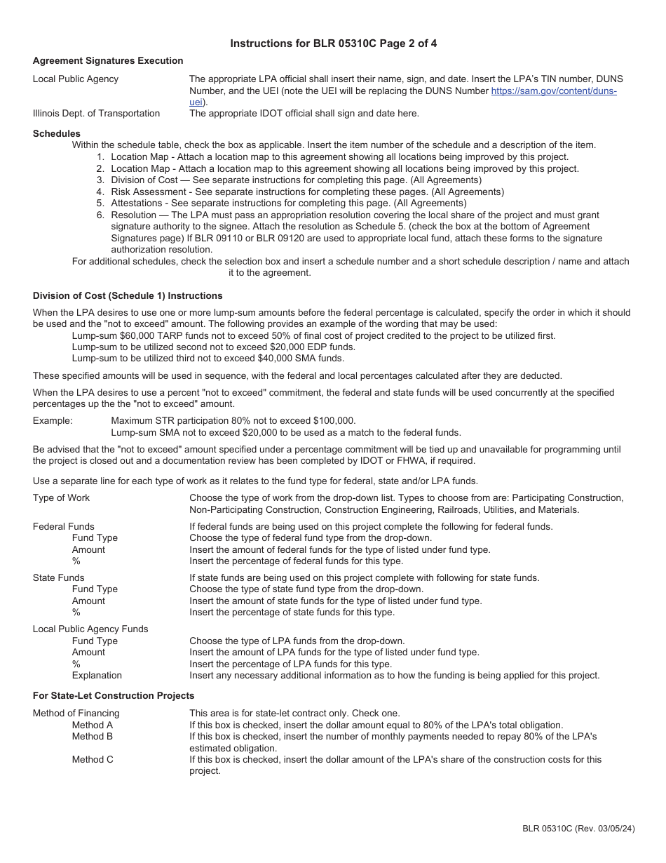 Form BLR05310C Joint Funding Agreement for Federally Funded Construction - Illinois, Page 12