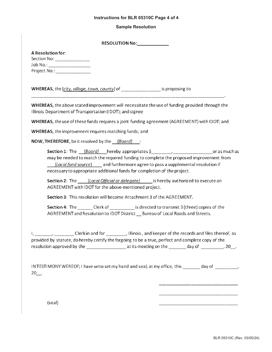 Form BLR05310C Joint Funding Agreement for Federally Funded Construction - Illinois, Page 14