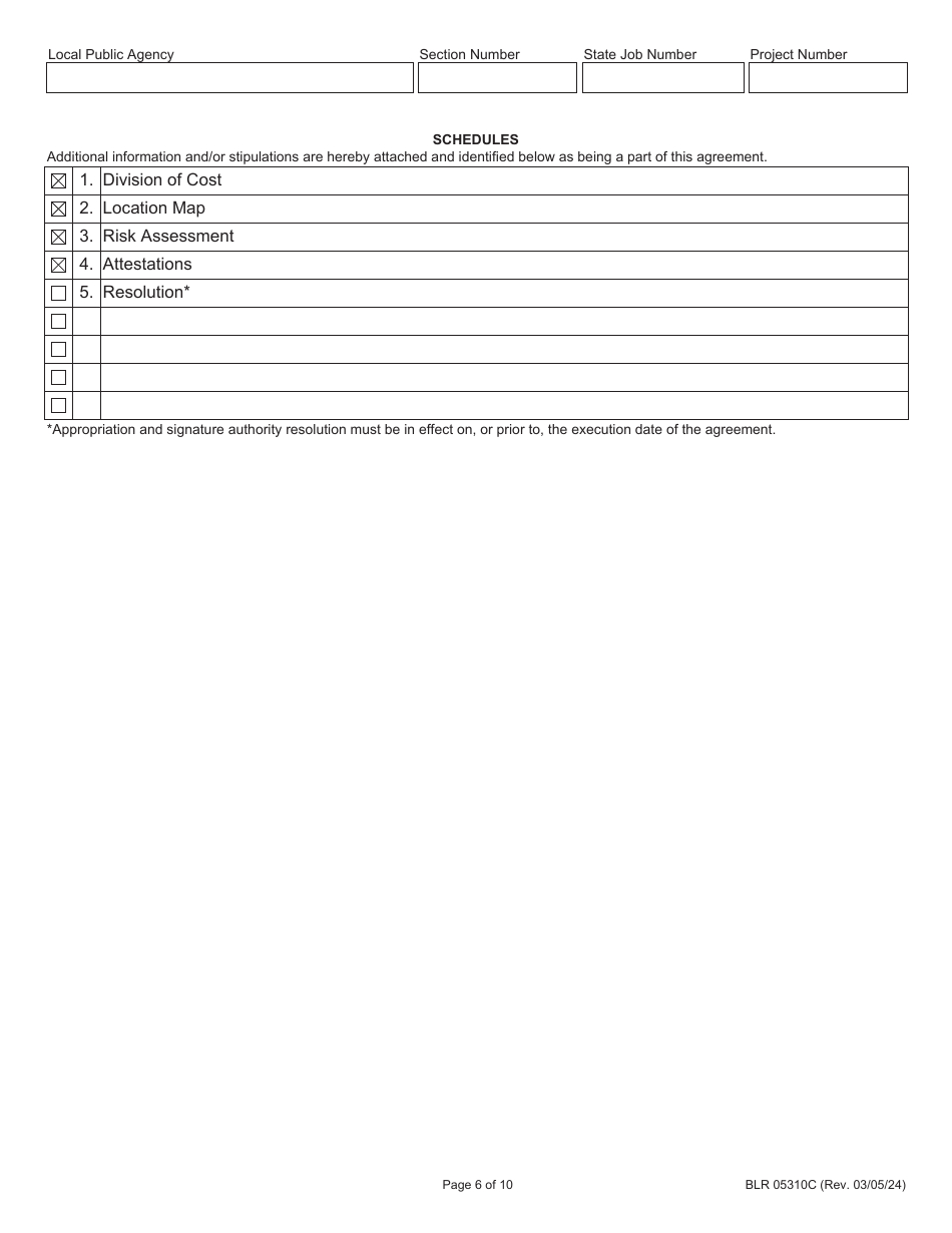 Form BLR05310C Joint Funding Agreement for Federally Funded Construction - Illinois, Page 6