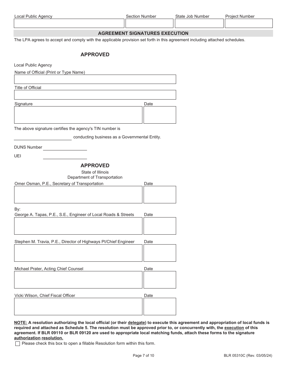 Form BLR05310C Joint Funding Agreement for Federally Funded Construction - Illinois, Page 7