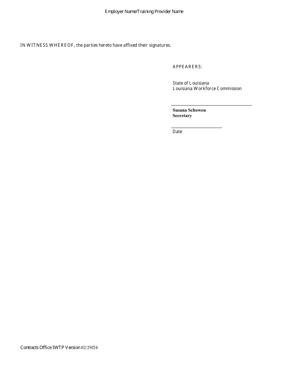 Social Services Contract - Incumbent Worker Training Program - Louisiana, Page 12