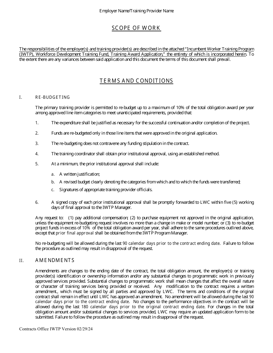 Social Services Contract - Incumbent Worker Training Program - Louisiana, Page 2