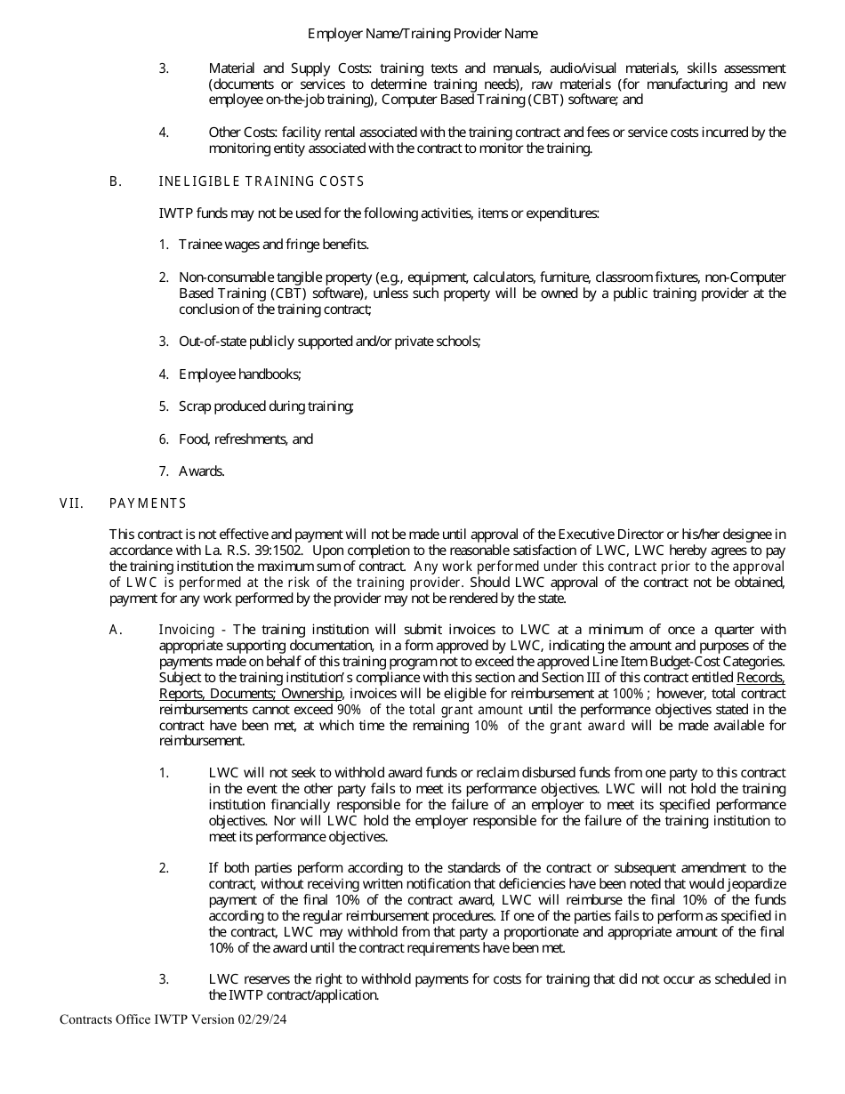 Social Services Contract - Incumbent Worker Training Program - Louisiana, Page 4