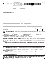 Maryland Form 510/511E (COM/RAD-008) Application for Extension to File Pass-Through Entity Income Tax Return - Maryland