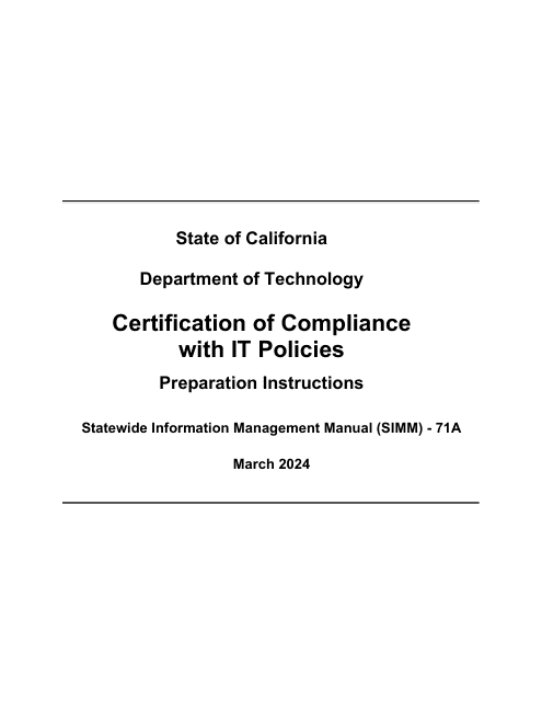 Instructions for Form SIMM71B Certification of Compliance With It Policies Template - California