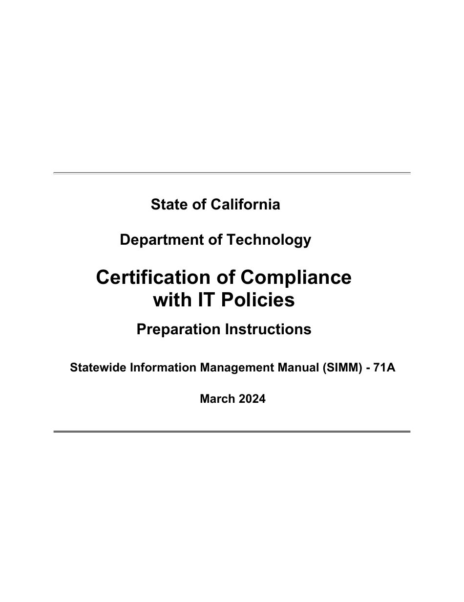 Instructions for Form SIMM71B Certification of Compliance With It Policies Template - California, Page 1