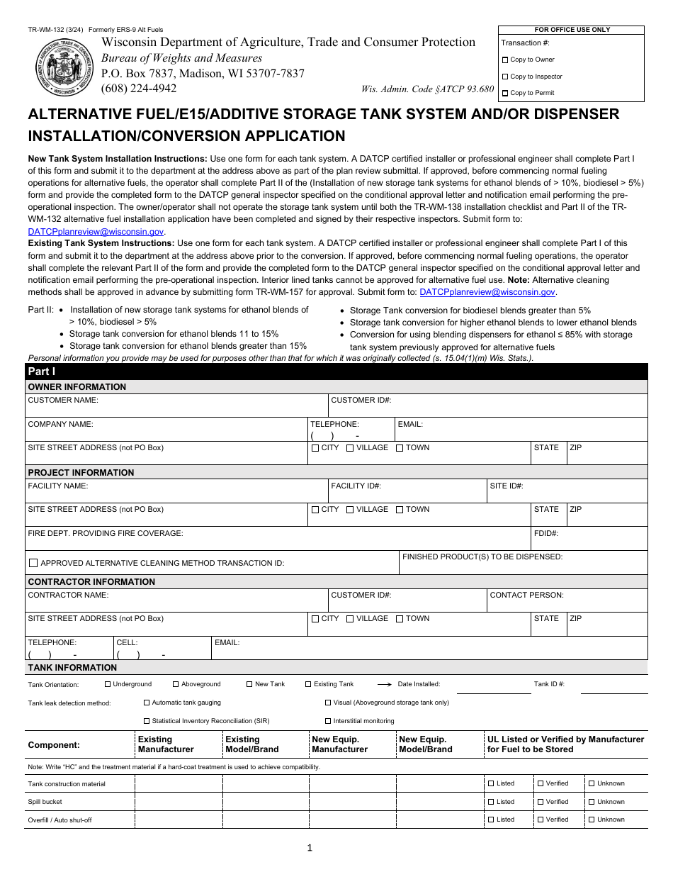 Form TRWM132 Download Printable PDF or Fill Online Alternative Fuel