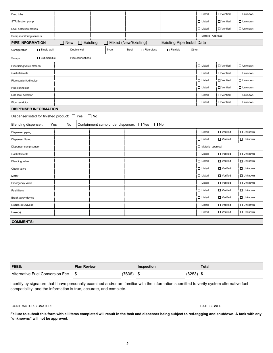 Form TR-WM-132 Alternative Fuel / E15 / Additive Storage Tank System and / or Dispenser Installation / Conversion Application - Wisconsin, Page 2