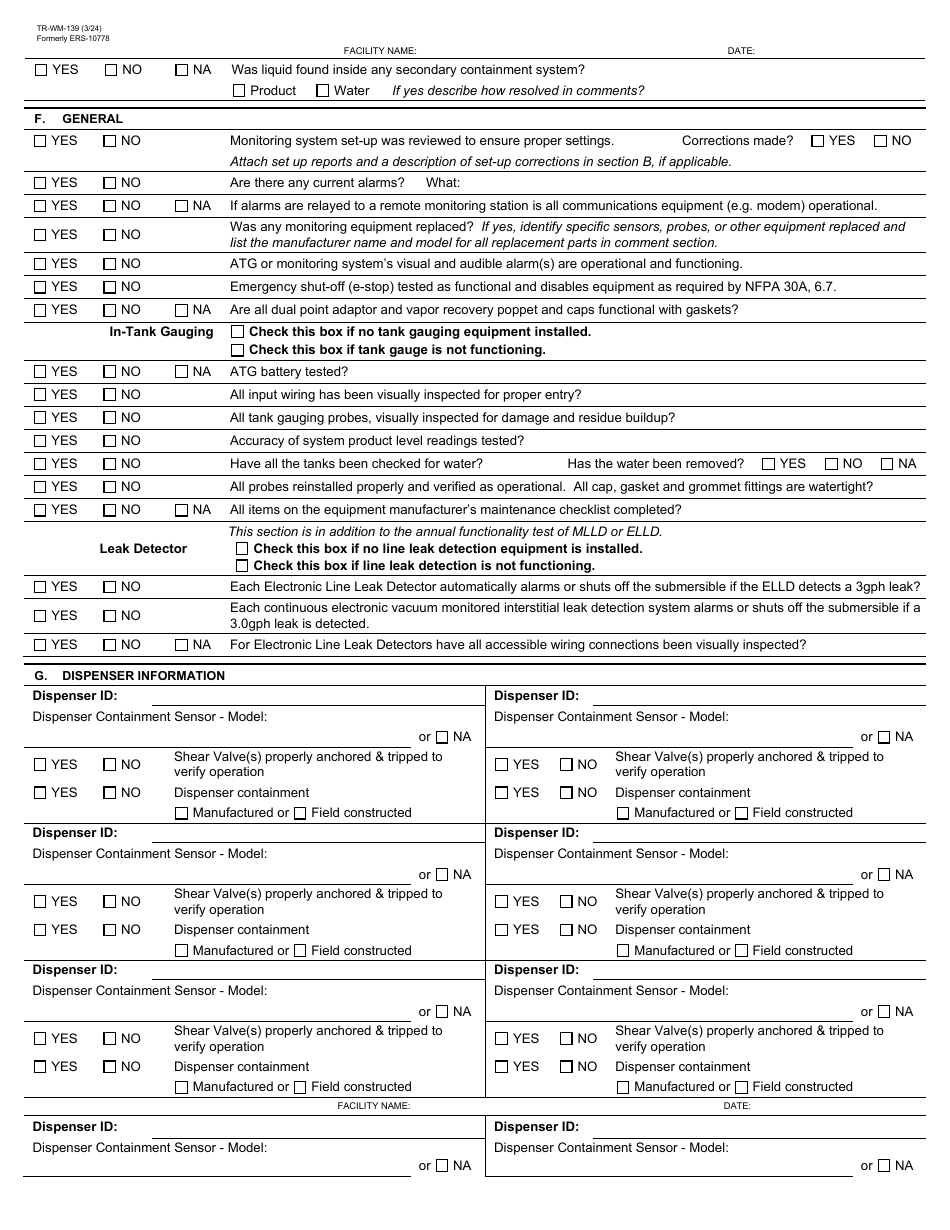 Form TR-WM-139 Underground Tank System Functionality Verification - Wisconsin, Page 3